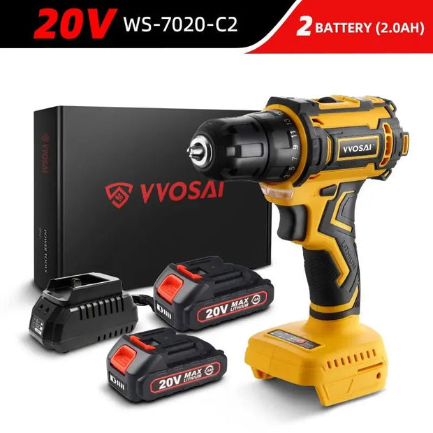 VVOSAI 20V Brushless Electric Drill 50NM Cordless Screwdriver Lithium-Ion Battery Mini Electric Power Screwdriver MT-Series Tool - laurichshop