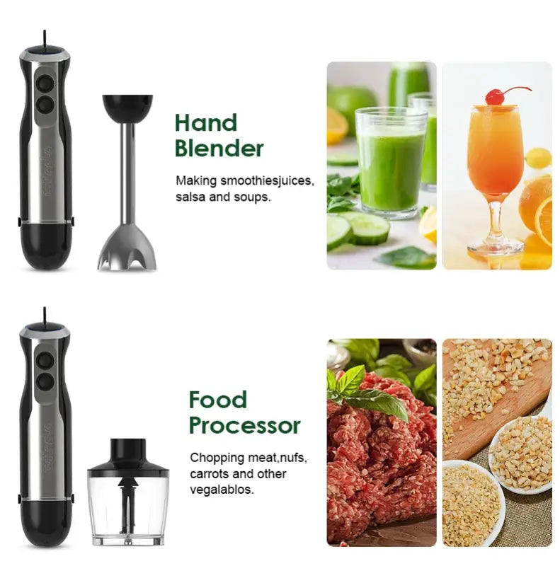 Wancle Electric Immersion Hand Blender Mixer 1000W 5 in 1 - HB-6008-5 in 1 / EU Plug / 5 in 1 | CHINA