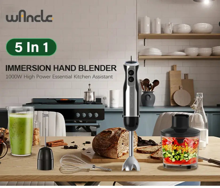 Wancle Electric Immersion Hand Blender Mixer 1000W 5 in 1 - HB-6008-5 in 1 / EU Plug / 5 in 1 | CHINA