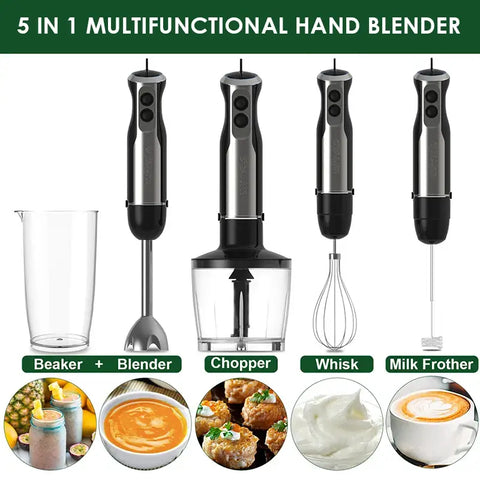 Wancle Electric Immersion Hand Blender Mixer 1000W 5 in 1 - HB-6008-5 in 1 / EU Plug / 5 in 1 | CHINA