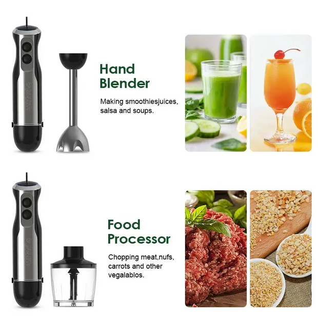 Wancle Electric Immersion Hand Blender Mixer 1000W 5 in 1 - HB-6008-5 in 1 / EU Plug / 5 in 1 | CHINA