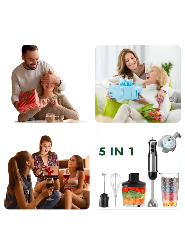 Wancle Electric Immersion Hand Blender Mixer 1000W 5 in 1 - HB-6008-5 in 1 / EU Plug / 5 in 1 | CHINA