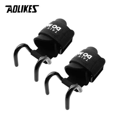 AOLIKES 1 Pair Weight Lifting Hook Hand Bar Wrist Straps Glove Weightlifting Strength Training Gym Fitness Hook Support Lift - laurichshop