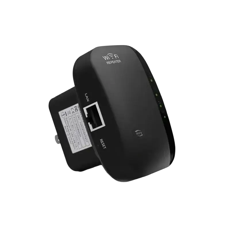 Black Wi-Fi extender with high transmission rate, US/EU adapters