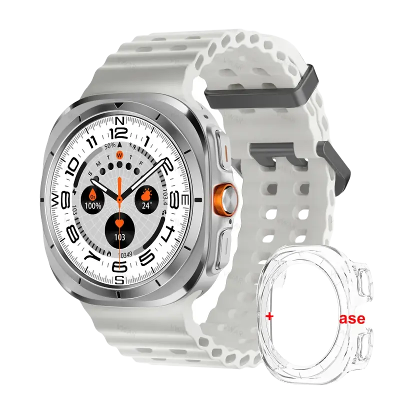 Waterproof smartwatch with sporty leather and silicone straps