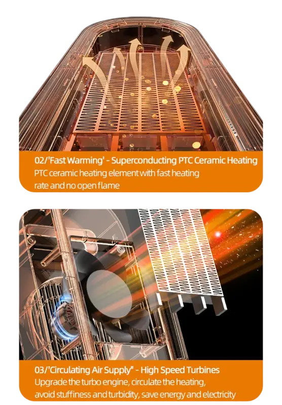 Portable Touch Screen Space Heater with Remote Control and Timing