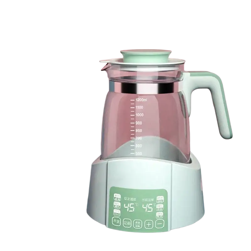 Green glass baby bottle warmer with smart insulation thermostatic control