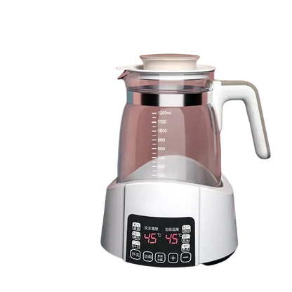 White digital kettle with glass body, 1200ml, smart insulation thermostatic control