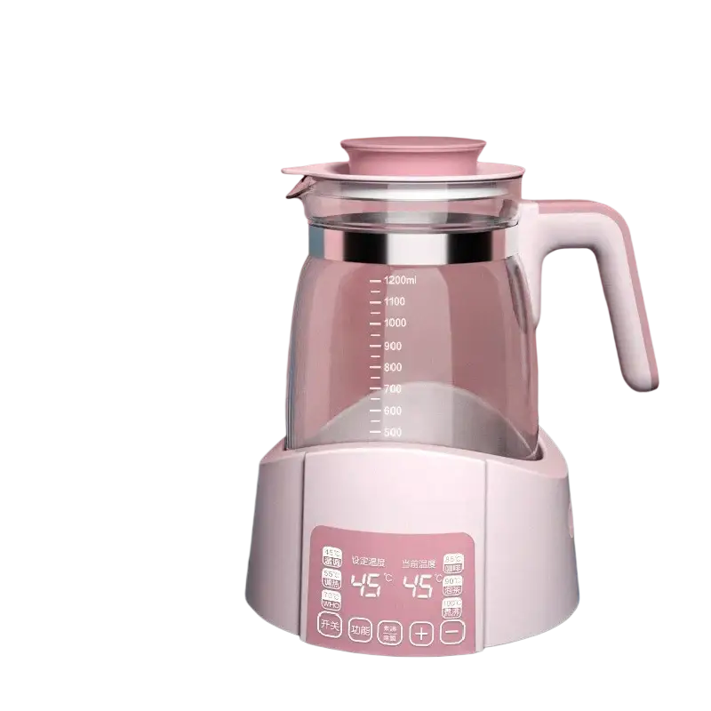 Pink infant automatic smart glass baby bottle warmer with digital display