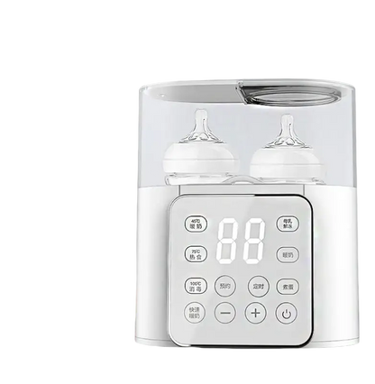 White electric baby bottle food heater with digital display and controls