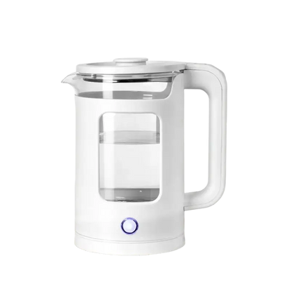 White glass electric kettle 220V 50Hz with blue illuminated button