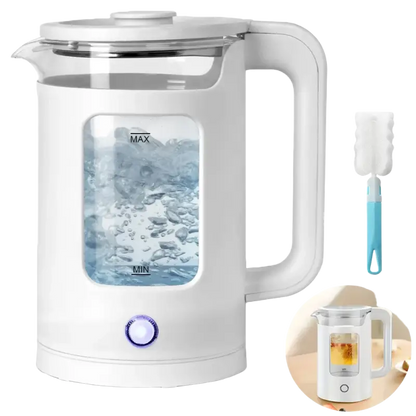 White glass electric kettle 220V 50Hz with blue illuminated control panel