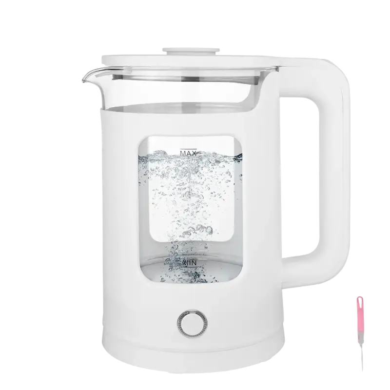 1.8L white glass electric kettle 220V 50Hz with blue illumination