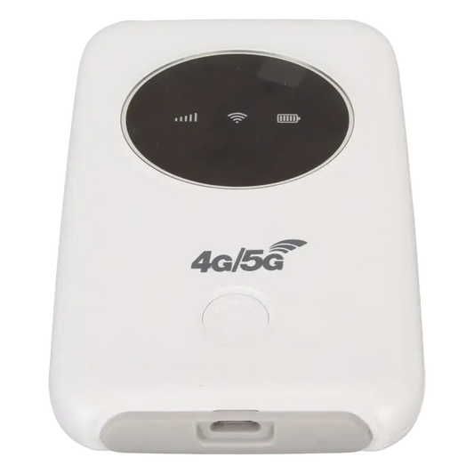 White 4G 5G portable WiFi modem with SIM card support