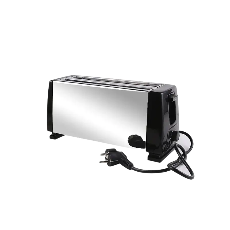 White 4-slice toaster, multifunction breakfast machine with stainless steel and black design