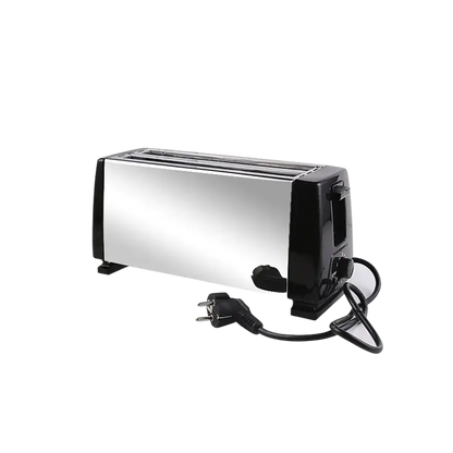 White 4-slice toaster, multifunction breakfast machine with stainless steel and black design