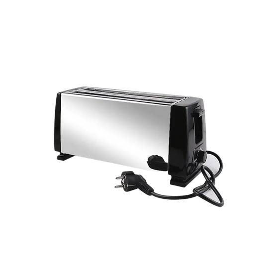 White 4-slice toaster, multifunction breakfast machine with stainless steel and black design