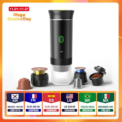 Wireless Electric Portable Espresso Coffee Machine for Car & Home