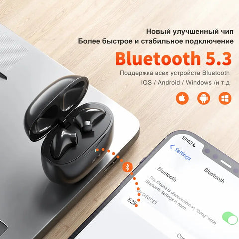 Wireless Headphones,QERE E28,NEW TWS Bluetooth 5.3,HD Microphone,HIFI Earphones,13mm Driver,60ms Low Latency,4 Mics+ENC Call - laurichshop