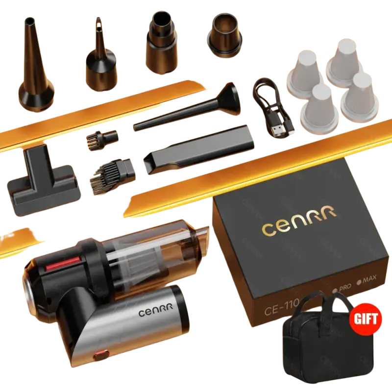 Cenrr Max wireless portable car vacuum with HEPA filter and attachments