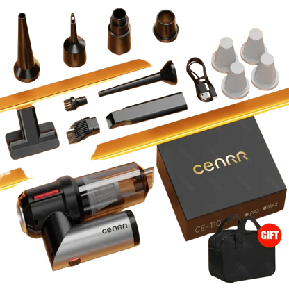 Cenrr Max wireless portable car vacuum with HEPA filter and attachments