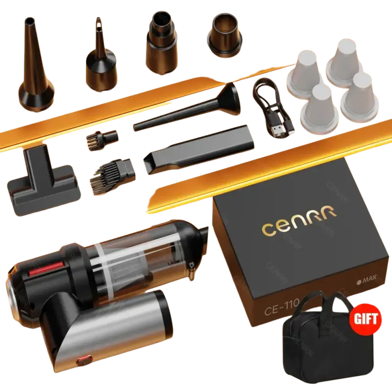 Black and silver wireless portable vacuum cleaner with HEPA filter