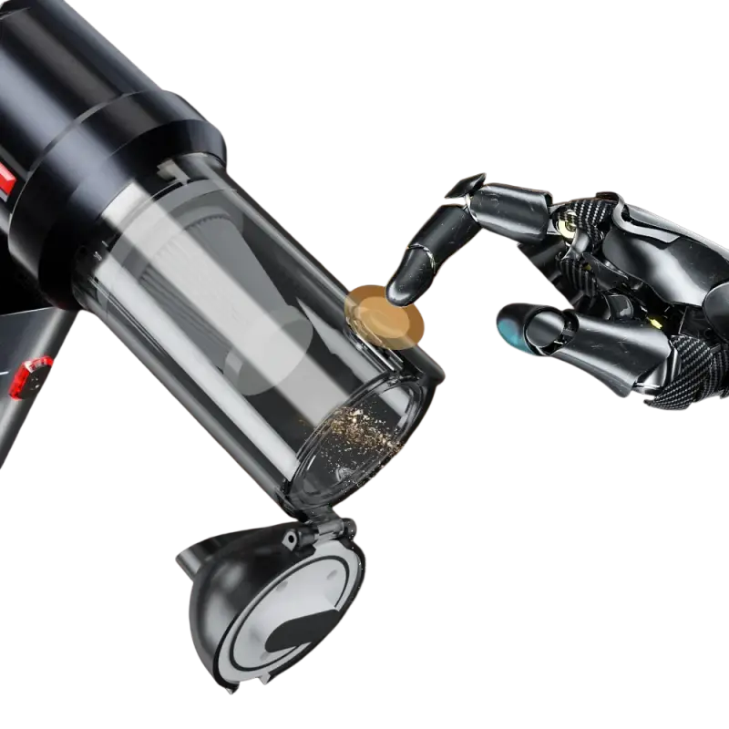 Black and silver wireless portable vacuum cleaner with HEPA filter