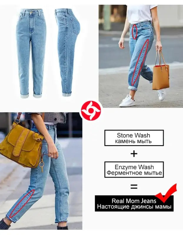 1886 Youaxon Cotton Vintage High Waist Mom Baggy Jeans Women`s Blue Denim Pants Boyfriend Jean Femme Jeans For Girls - laurichshop