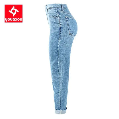 1886 Youaxon Cotton Vintage High Waist Mom Baggy Jeans Women`s Blue Denim Pants Boyfriend Jean Femme Jeans For Girls - laurichshop