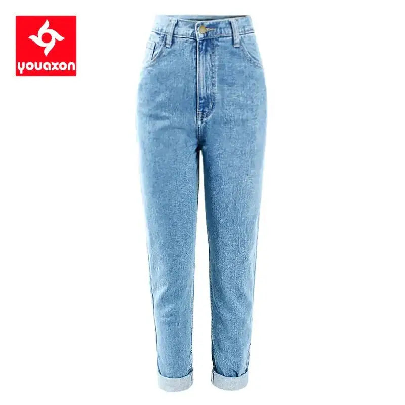 1886 Youaxon Cotton Vintage High Waist Mom Baggy Jeans Women`s Blue Denim Pants Boyfriend Jean Femme Jeans For Girls - laurichshop