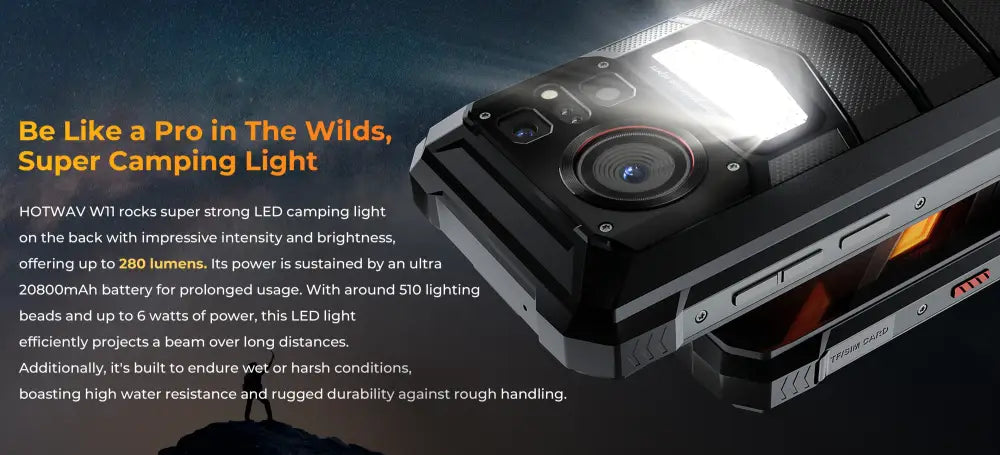 [World Premeire] HOTWAV W11 Rugged Phone 20800mAh 280LM Flashlight 6.6