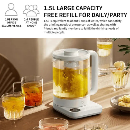 Xiaomi Mijia Multifunctional Health Electric Glass Kettle, 1.5L with white handle