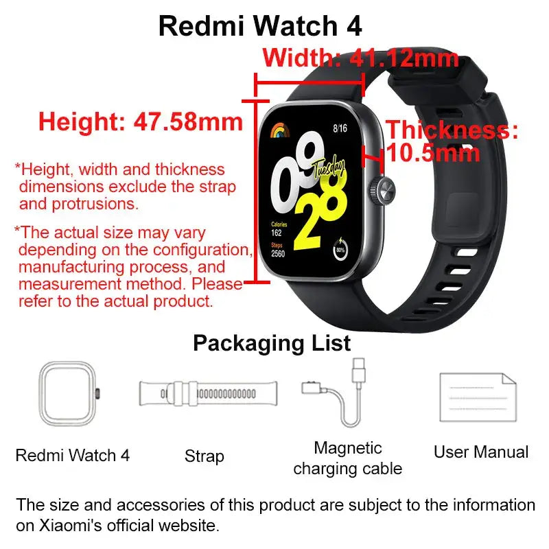 "Xiaomi Redmi waterproof smartwatch with heart rate and SpO₂ monitor"