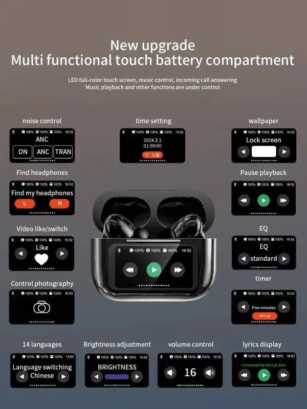 Xiaomi Tour Pro6 ANC Wireless Earbuds LED Screen With Noise Cancelling For Android iOS