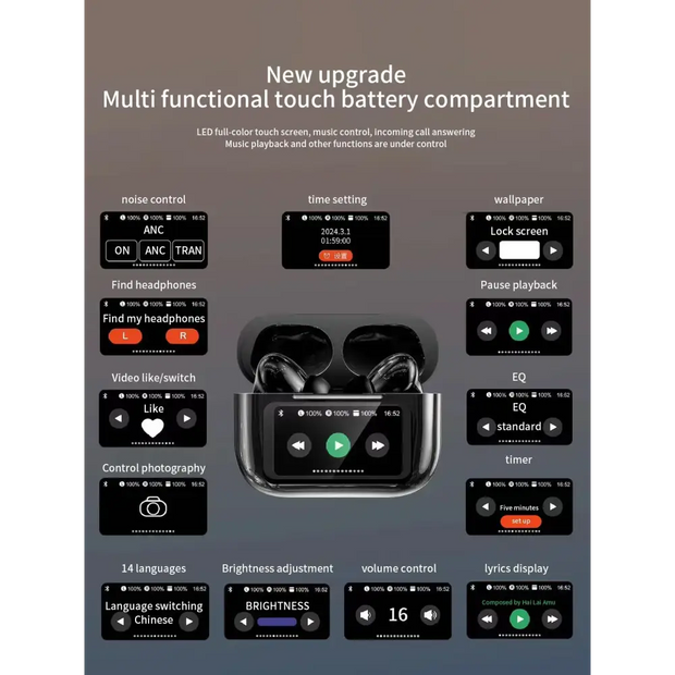 Xiaomi Tour Pro6 ANC Wireless Earbuds LED Screen With Noise Cancelling For Android iOS