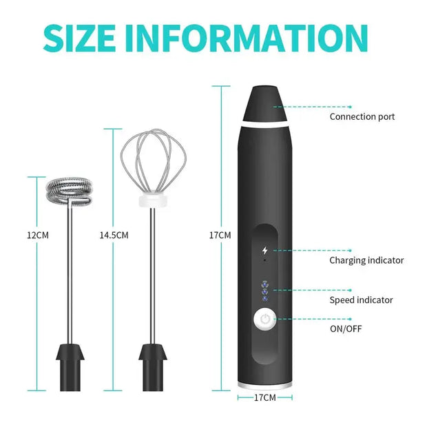 Xiaomi Wireless Milk Frothers Electric Handheld Blender With USB - black