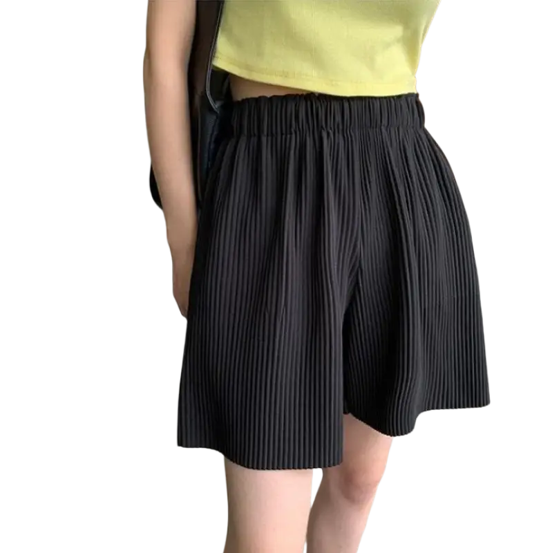 CM.YAYA Pleated Solid Women Set Long Sleeve Shirts and Straight Wide Leg Pants - laurichshop