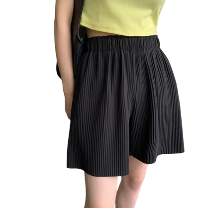 CM.YAYA Pleated Solid Women Set Long Sleeve Shirts and Straight Wide Leg Pants - laurichshop
