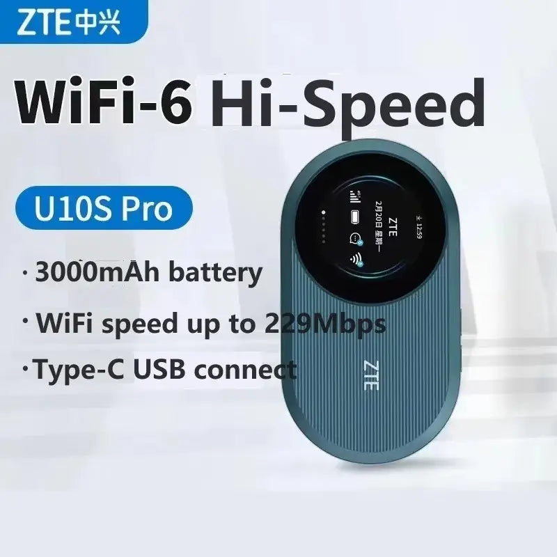 ZTE U10S Pro wireless portable router with blue circular display