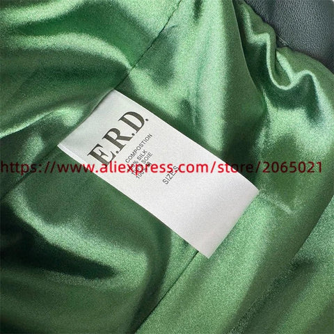 Dark Green ERD Batik Leather Zipper Jacket Men Women 1:1 High Quality Coat Jackets - laurichshop