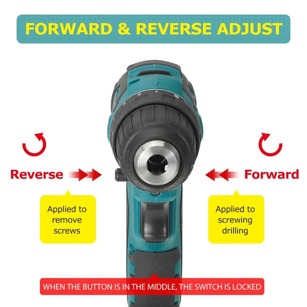 Drillpro Brushless Electric Screwdriver Hammer Drill 13mm 10mm 21+1 Torque Cordless Electric Drill for Makita 18V Battery - laurichshop