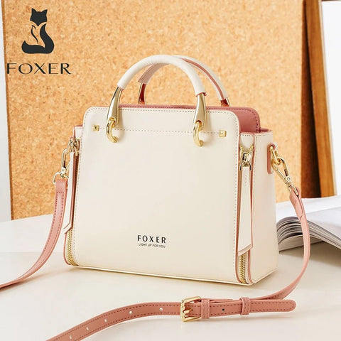 FOXER Women Crossbody Shoulder Bags Female Split Leather Handle Bags Large Capacity Handbags Stylish Cross-body Purse Chic Totes - laurichshop