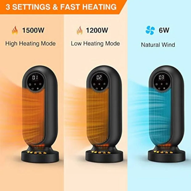 Infray Space Heater, 1500W Oscillating Electric Tower Heater with 3 Modes, Portable Fast Heating Ceramic Fan Heater with 12H Tim - laurichshop