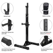 MEIZHI 2 Pieces Adjustable Adjustable Squat Rack Stand, Dumbbell Rack Gym Equipment - laurichshop