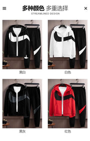 Sports Set Men's Spring and Autumn New Youth Fashion Loose Hooded Set Fashion Novelty Design Men's Wear - laurichshop
