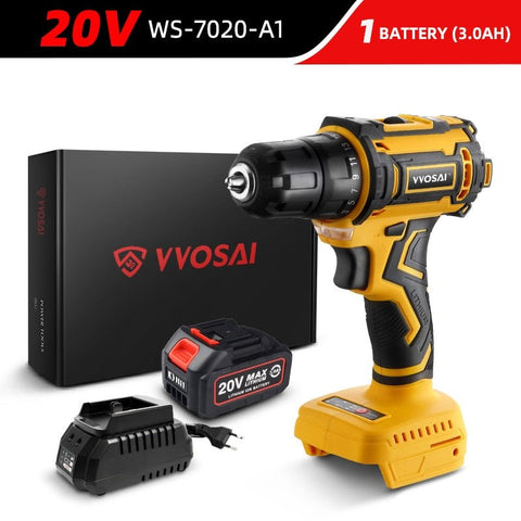 VVOSAI 20V Brushless Electric Drill 50NM Cordless Screwdriver Lithium-Ion Battery Mini Electric Power Screwdriver MT-Series Tool - laurichshop