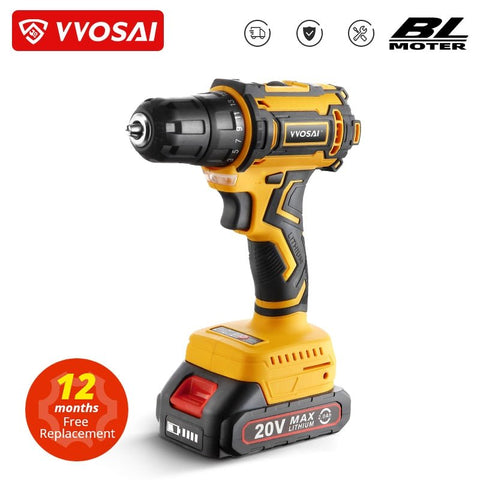 VVOSAI 20V Brushless Electric Drill 50NM Cordless Screwdriver Lithium-Ion Battery Mini Electric Power Screwdriver MT-Series Tool - laurichshop